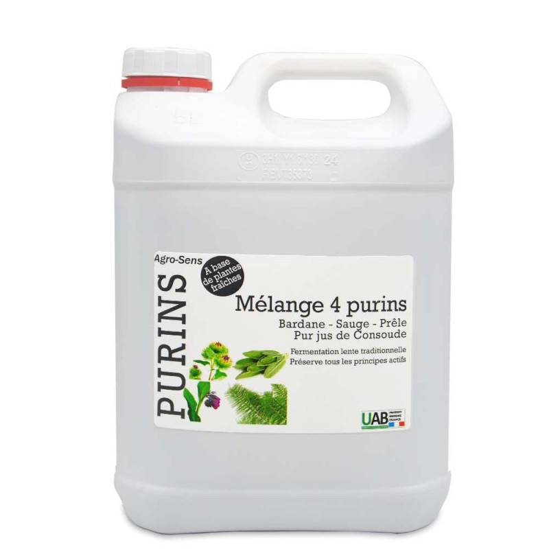 Mélange de 4 purins concentré, consoude, prêle, bardane et sauge - 5 Litres - Image 1