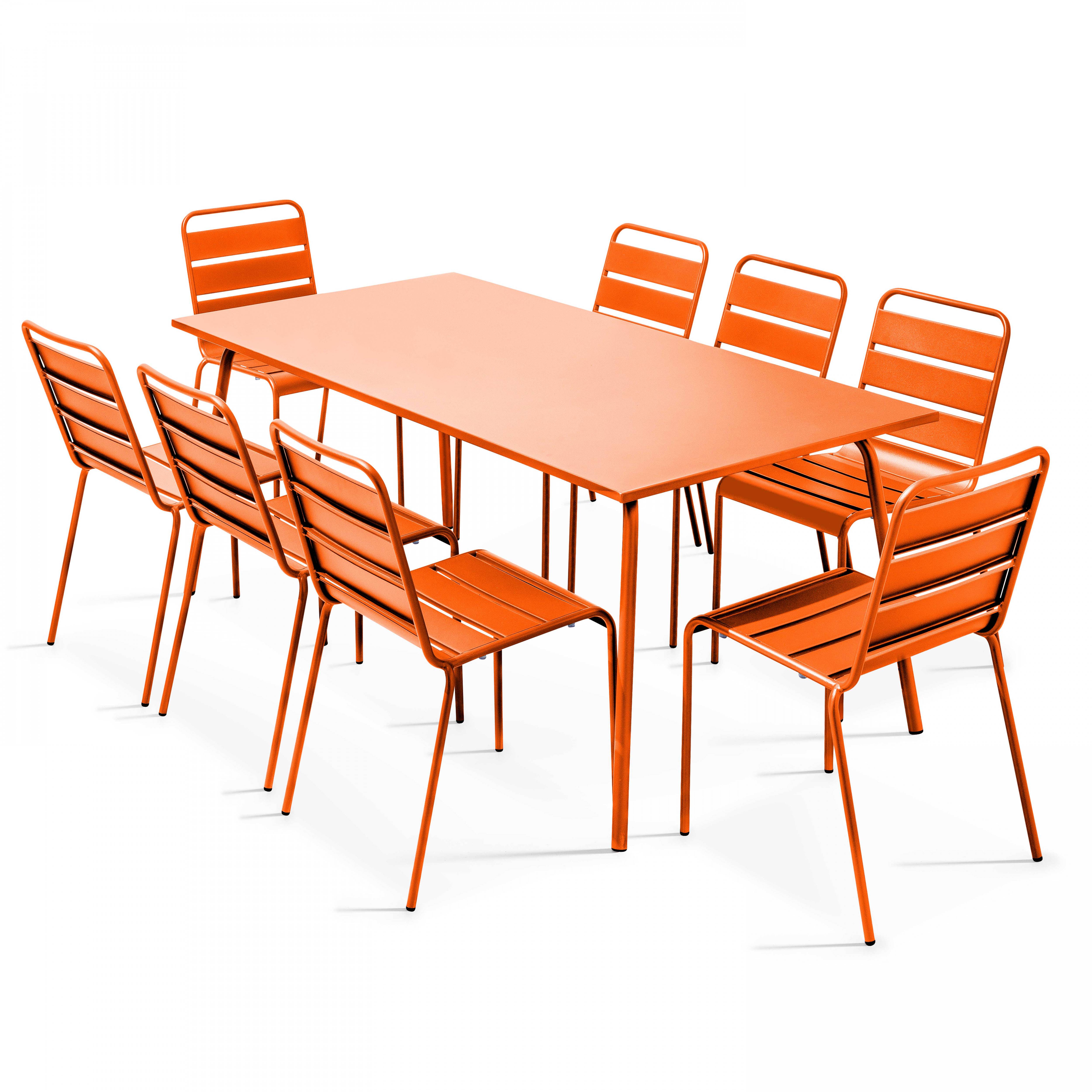 Oviala - Ensemble table de jardin et 8 chaises en métal orange Palavas - Oviala - Imagen 1