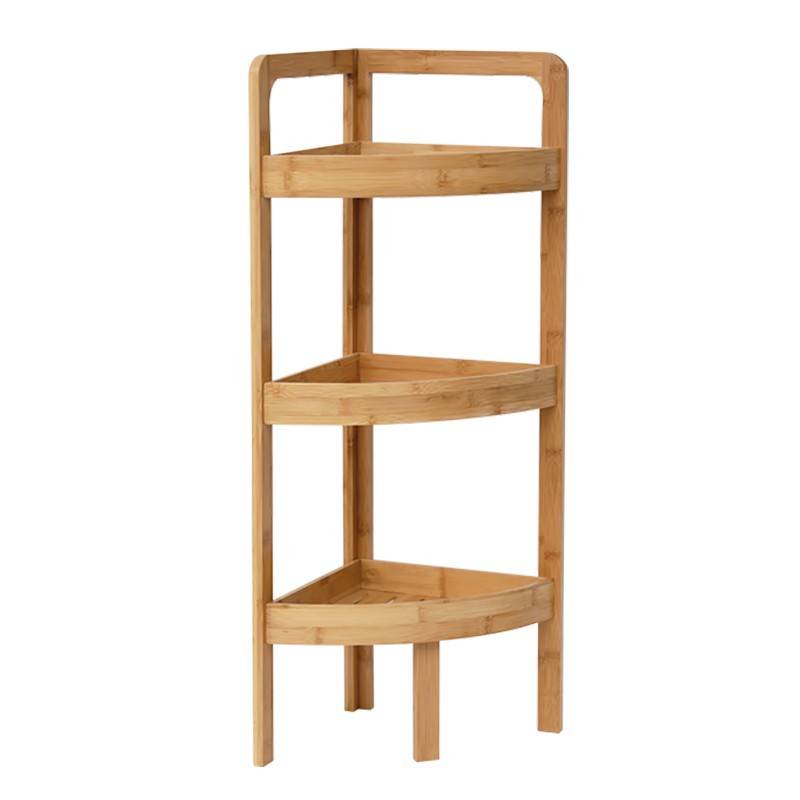 Etagère d'angle 3 niveaux en bambou - Image 1