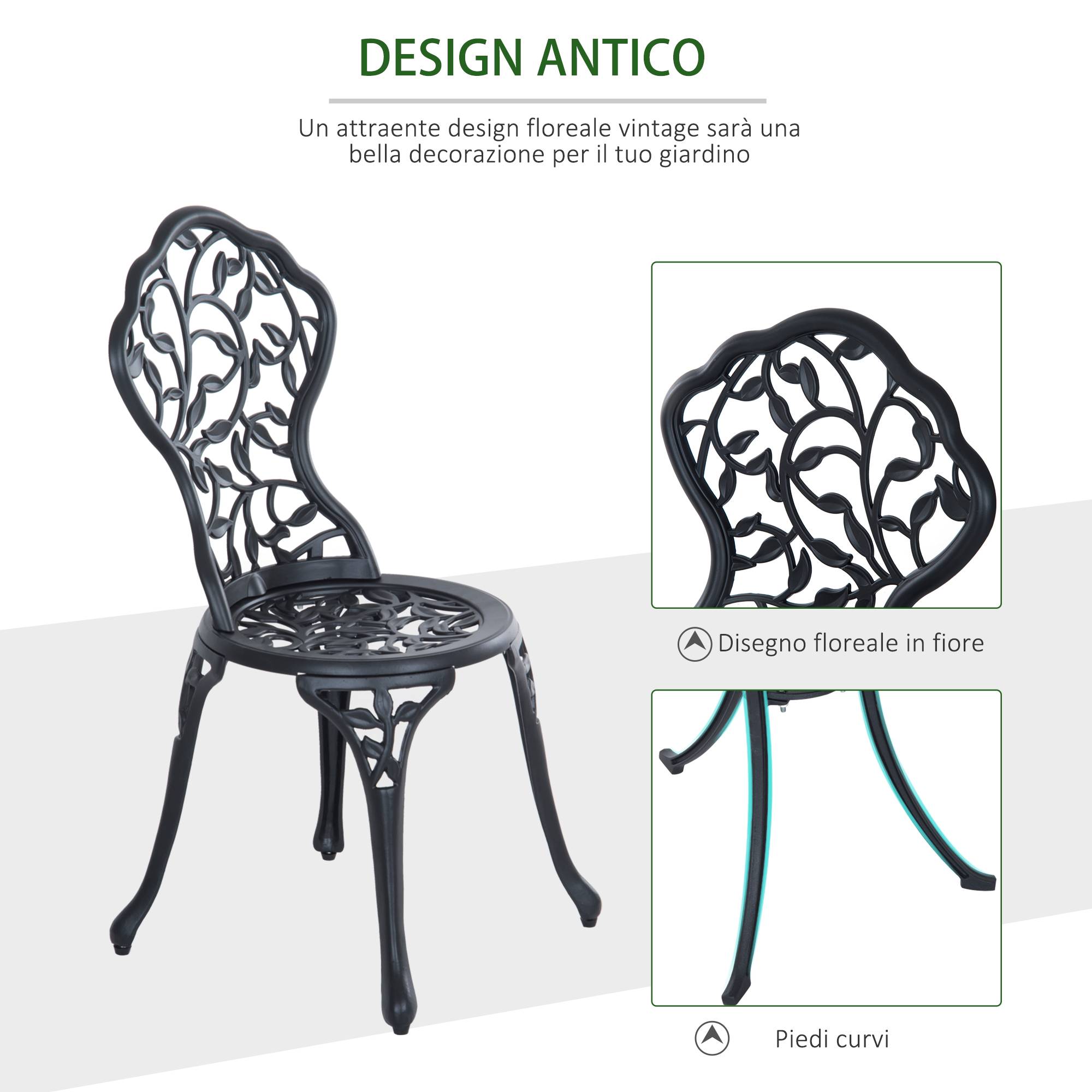 ComfortXL - Salon de jardin 3 pièces aluminium sculpté avec 2 chaises et table ronde 60cm noir - ComfortXL Outdoor Living - Image 6