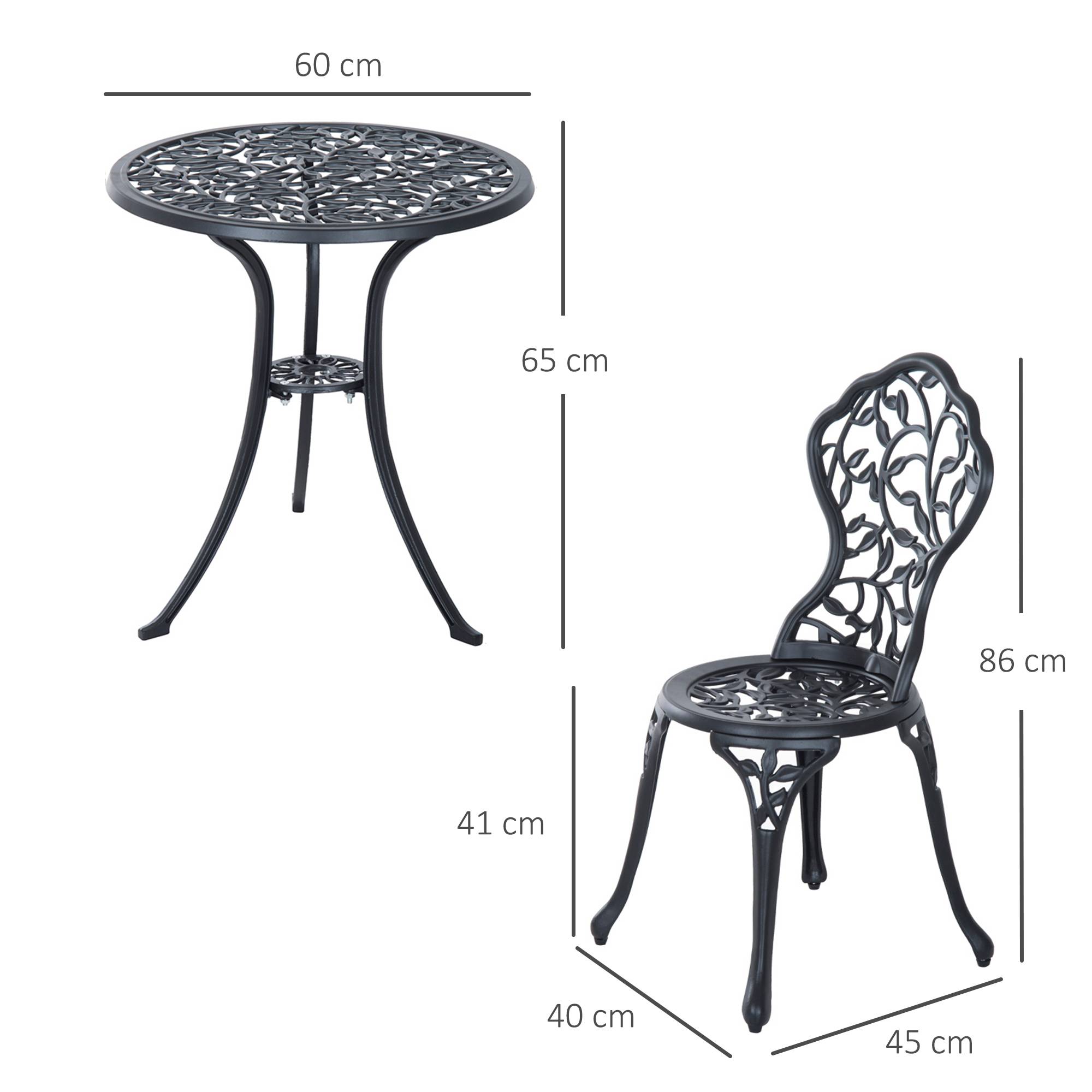 ComfortXL - Salon de jardin 3 pièces aluminium sculpté avec 2 chaises et table ronde 60cm noir - ComfortXL Outdoor Living - Image 5