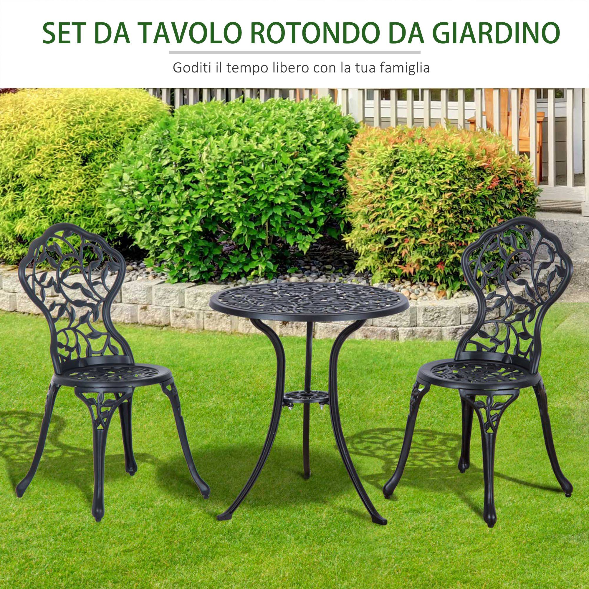 ComfortXL - Salon de jardin 3 pièces aluminium sculpté avec 2 chaises et table ronde 60cm noir - ComfortXL Outdoor Living - Image 8