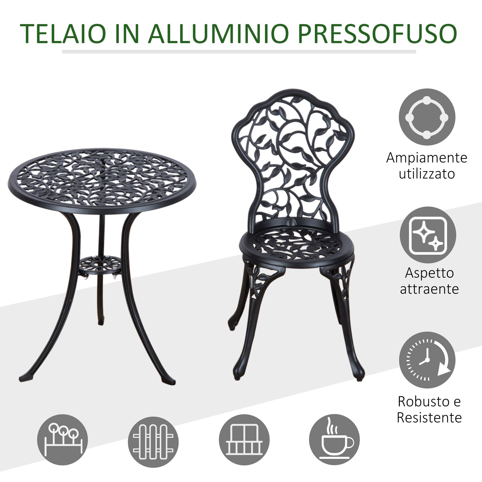 ComfortXL - Salon de jardin 3 pièces aluminium sculpté avec 2 chaises et table ronde 60cm noir - ComfortXL Outdoor Living - Image 7