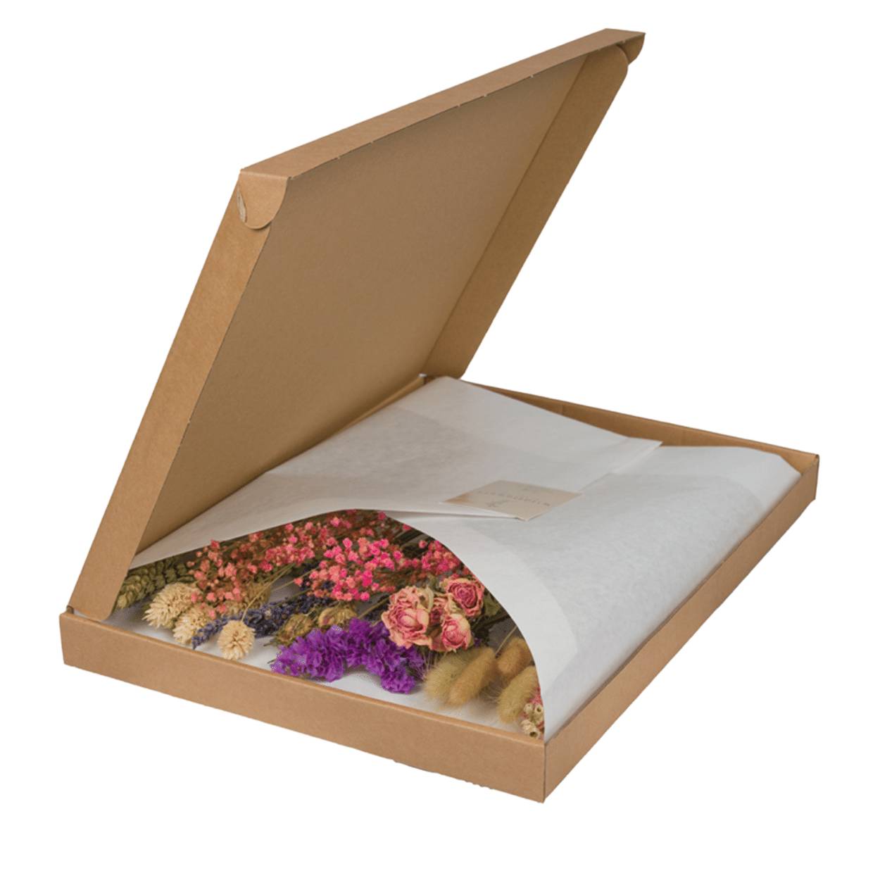 Bouquet de fleurs séchées format boîte aux lettres - rose - Ø10cm - ↕35cm