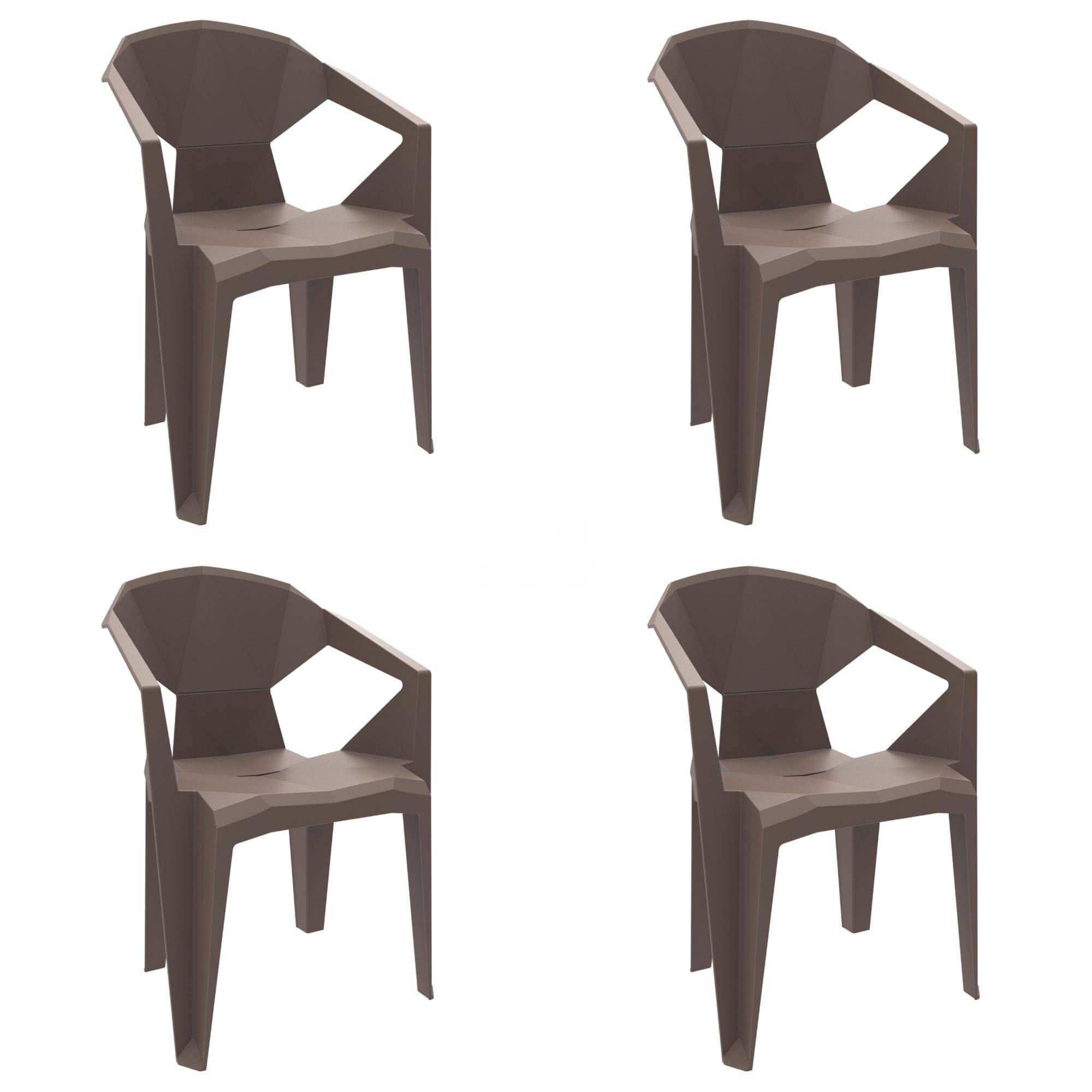 Garbar - Fauteuils Delta garbar plastique marron (Lot de 4) - Image 1