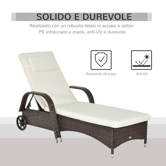 Bain de soleil Résine Tressée Jardin Piscine Dossier Réglable Roulettes Marron - ComfortXL Outdoor Living - Image 6