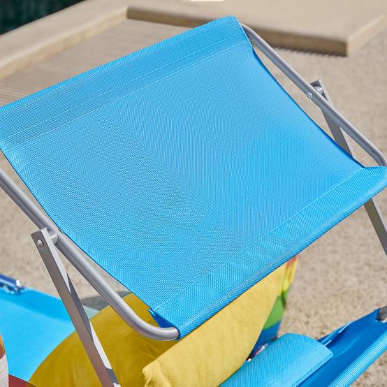 Bain de Soleil Transat de Jardin avec Appui-tête et Pochette latérale Pliable, Réglable et Inclinable Bleu L.198 x l.63 x H.65 cm SoBuy - Image 6