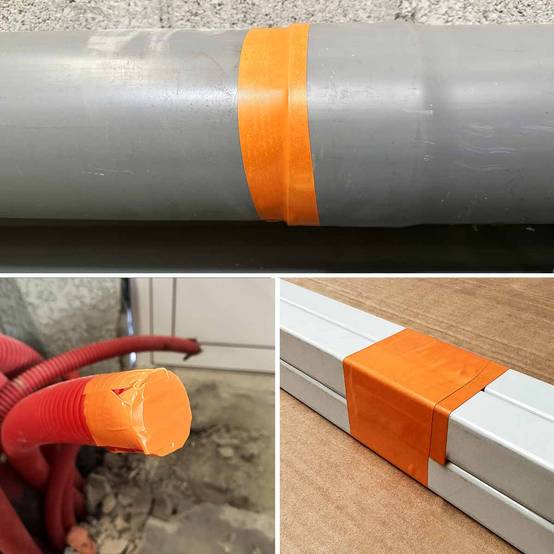 Lot de 6 Rubans adhésifs PVC orange bâtiment 75 mm x 33 m - Rouleau adhésif de chantier orange TECPLAST - Image 2