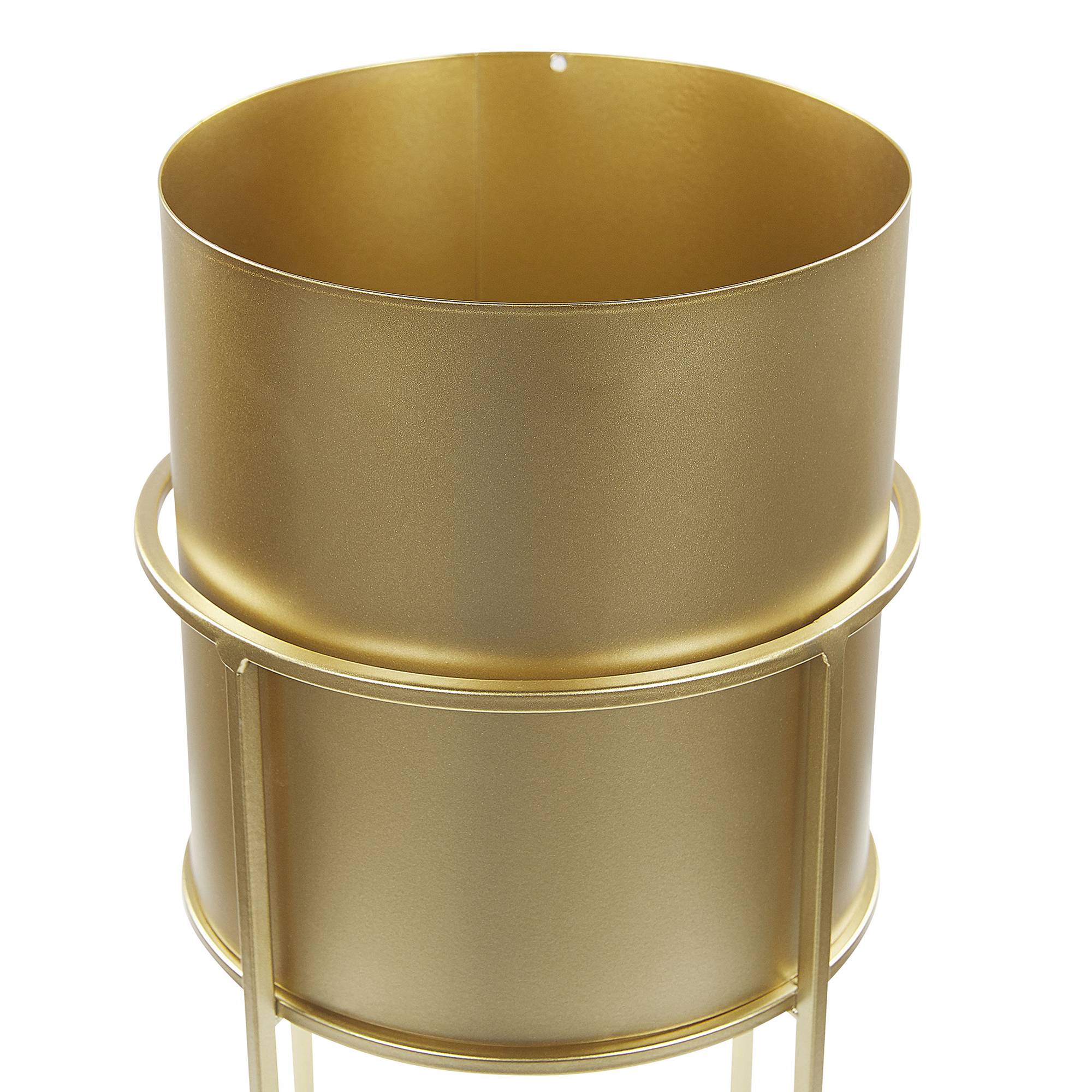 Beliani - Cache Pot de Fleurs en Acier Doré 16 cm de Diamètre et en Forme de Tambour pour Intérieur ou Extérieur Glamour Beliani - Imagen 4
