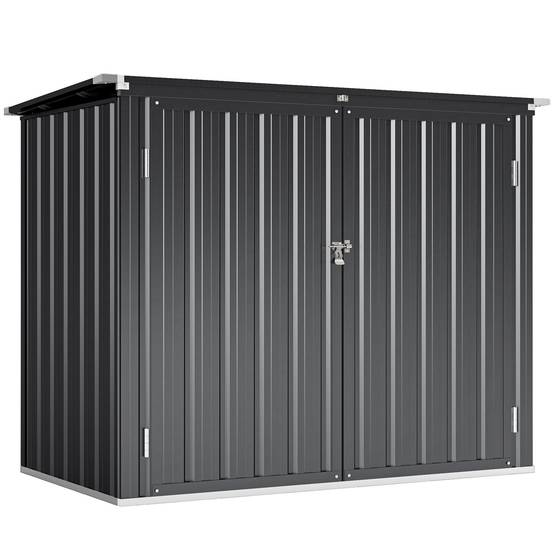 Outsunny - Cache poubelle extérieur double porte verrouillable - couvercle relevable - acier galvanisé - 150x80x117cm - gris - Outsunny - Image 1