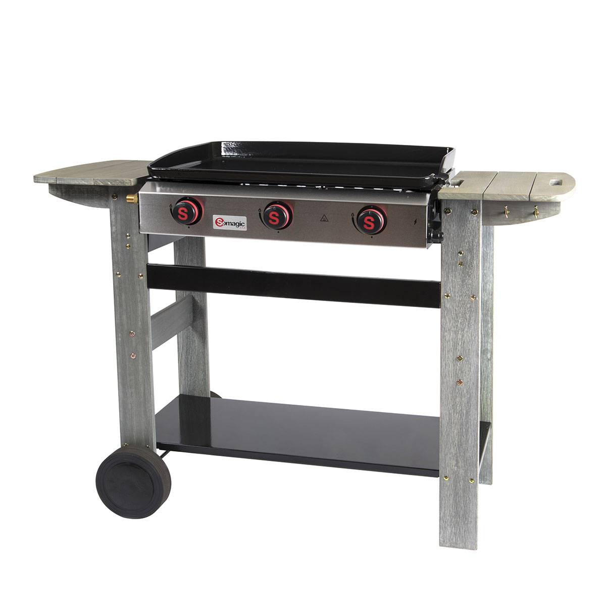 Somagic - Plancha gaz sur chariot - SOMAGIC - Métal - Argent