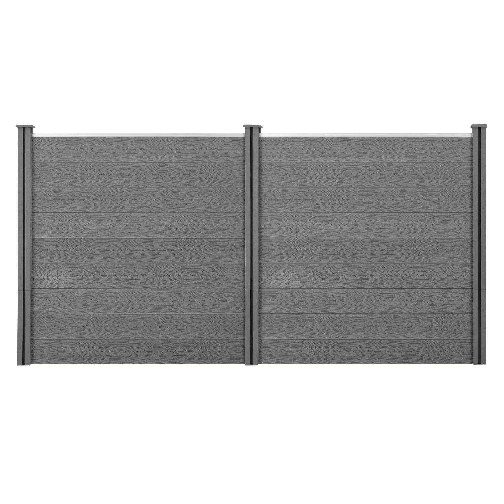 Helloshop26 - Clôture brise vue brise vent bois composite (WPC) 183 x 357 cm gris - Imagen 1