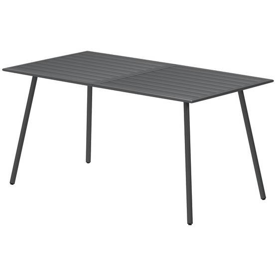 Table à manger de jardin acier 6 personnes plateau à lattes 150x80x74cm gris - ComfortXL Outdoor Living - Image 2