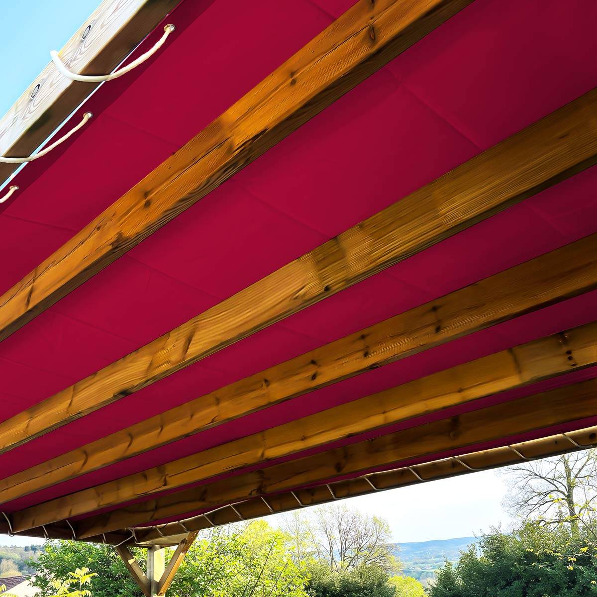 Toile Pergola Rouge Bordeaux 2,5x3 m LP506PR - Garantie 5 ans - Bâche Pergola ou Tonnelle étanche en PVC pour terrasse TECPLAST - Imagen 1