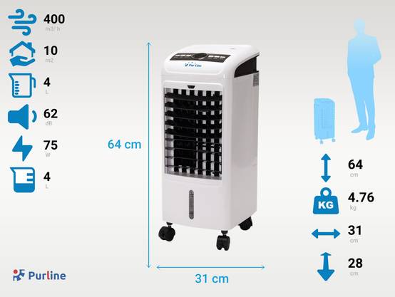 Purline - Rafraichisseur d'air par évaporation 70W 3 vitesses et 4 L - Purline - Image 4