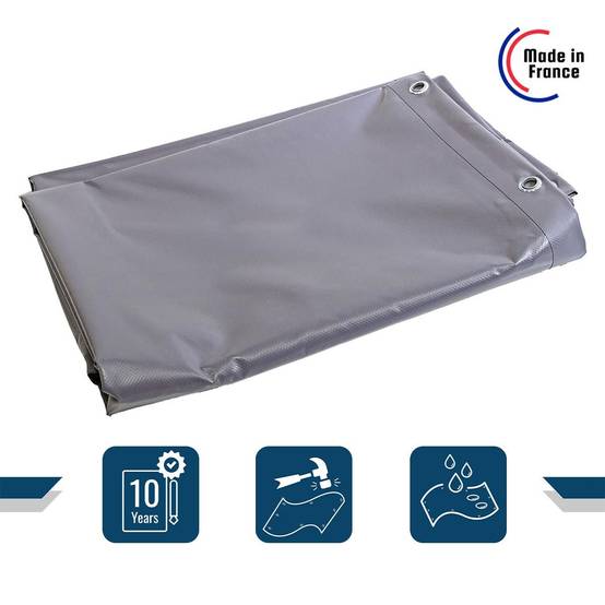 Bâche de Chantier 10x15 m XP640CH Grise - Garantie 10 ans - Bâche de protection étanche pour Travaux - Made in France TECPLAST - Imagen 1