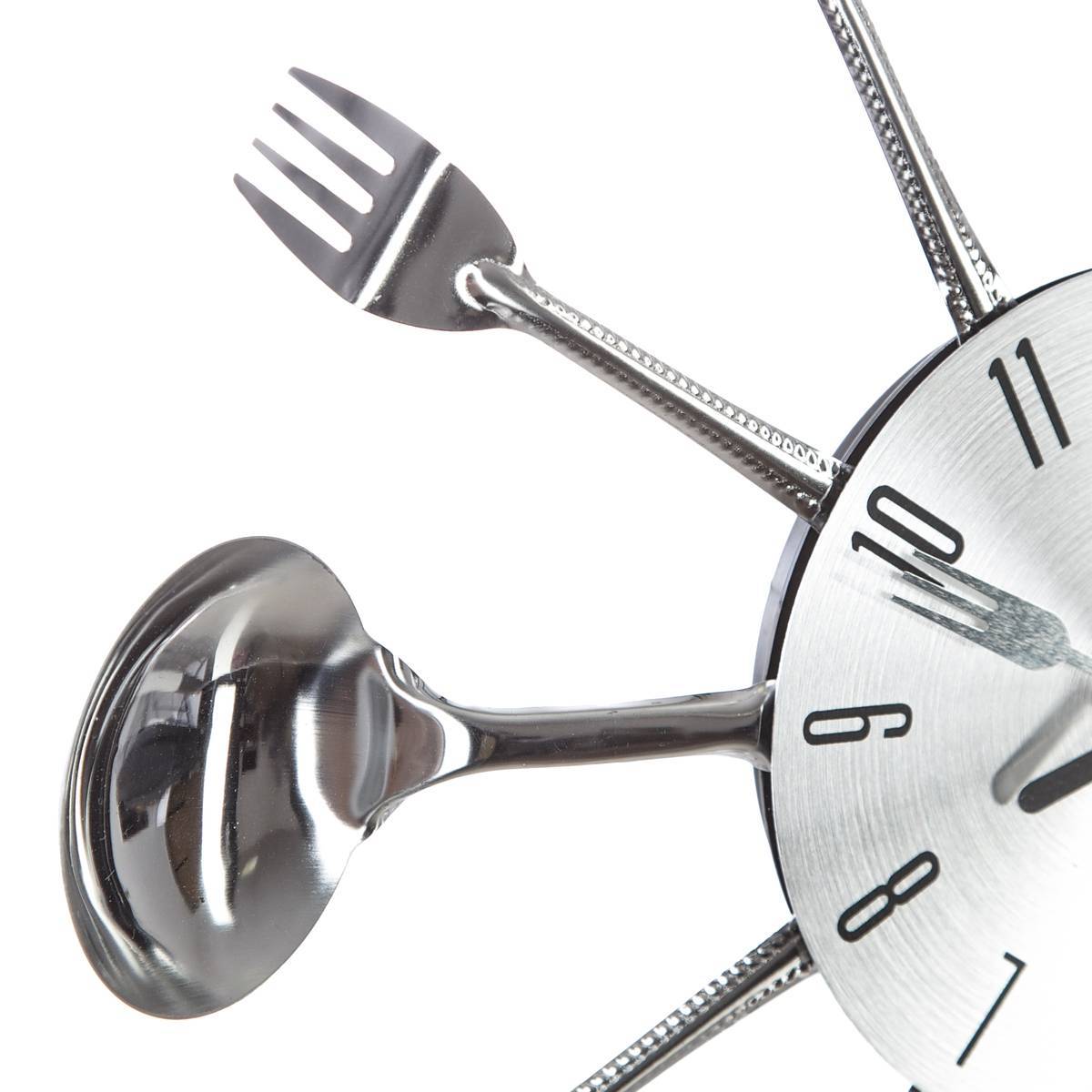 Atmosphera - Horloge "Ustensiles" en métal argent D38cm - Atmosphera Créateur d'intérieur - Imagen 4