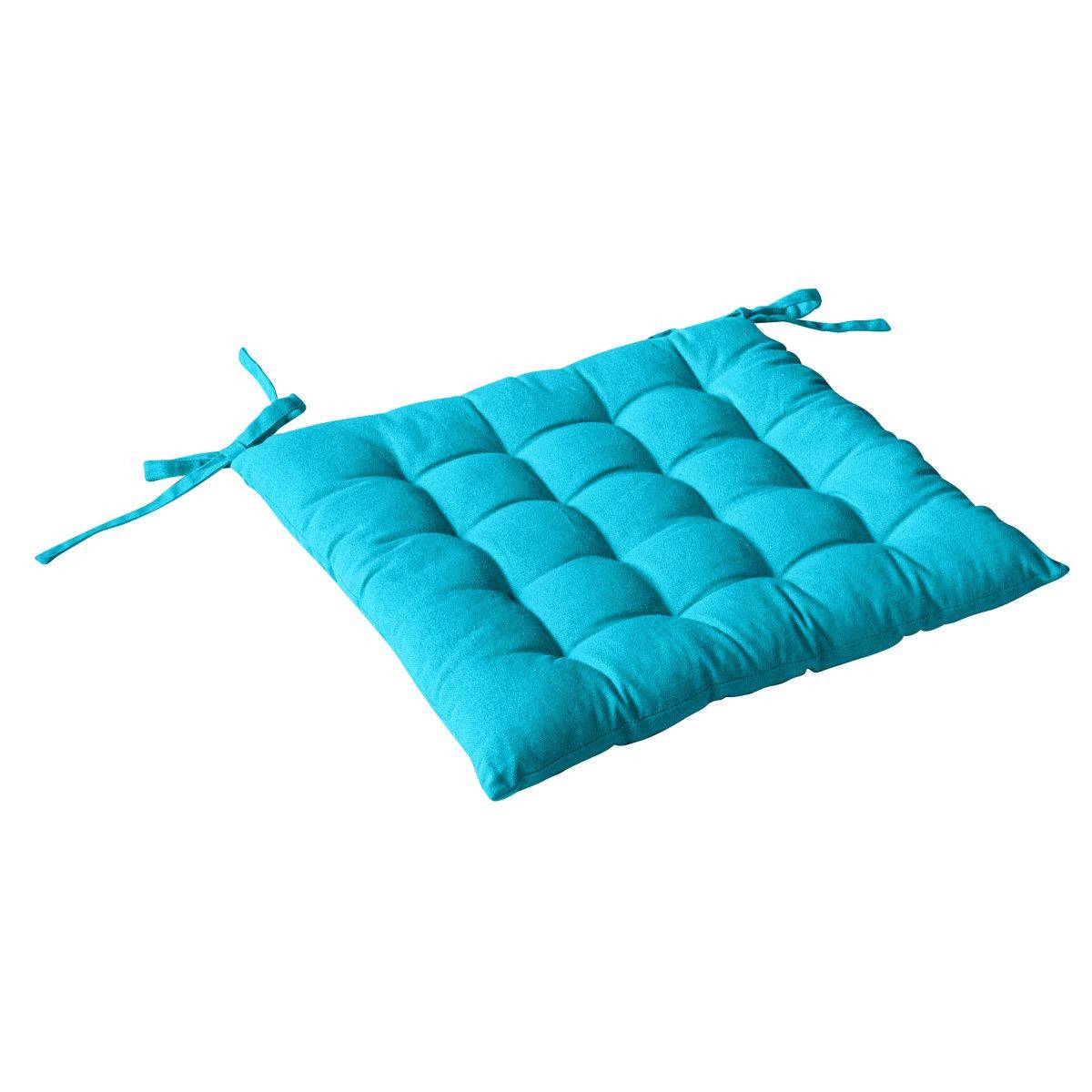Enjoy Home - Galette de Chaise Piquée Uni "Panama" 38x38cm Turquoise