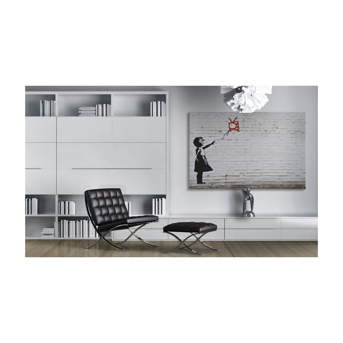 Tableau Imprimé "Fille avec TV - Banksy" 40x60cm - Image 2