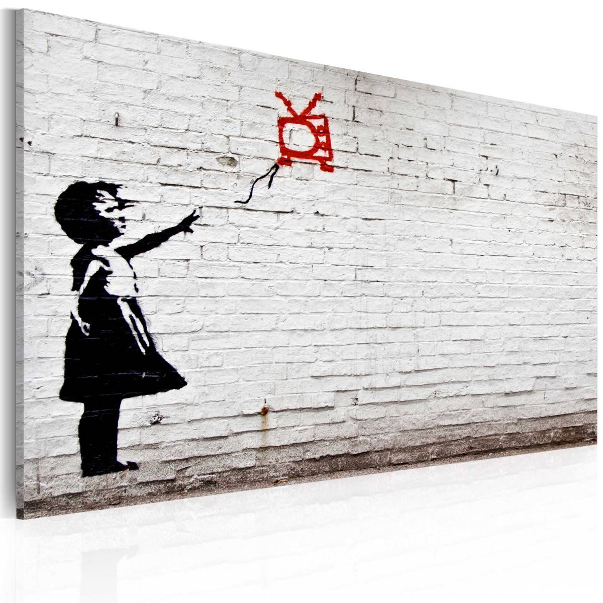 Tableau Imprimé "Fille avec TV - Banksy" 40x60cm - Image 1