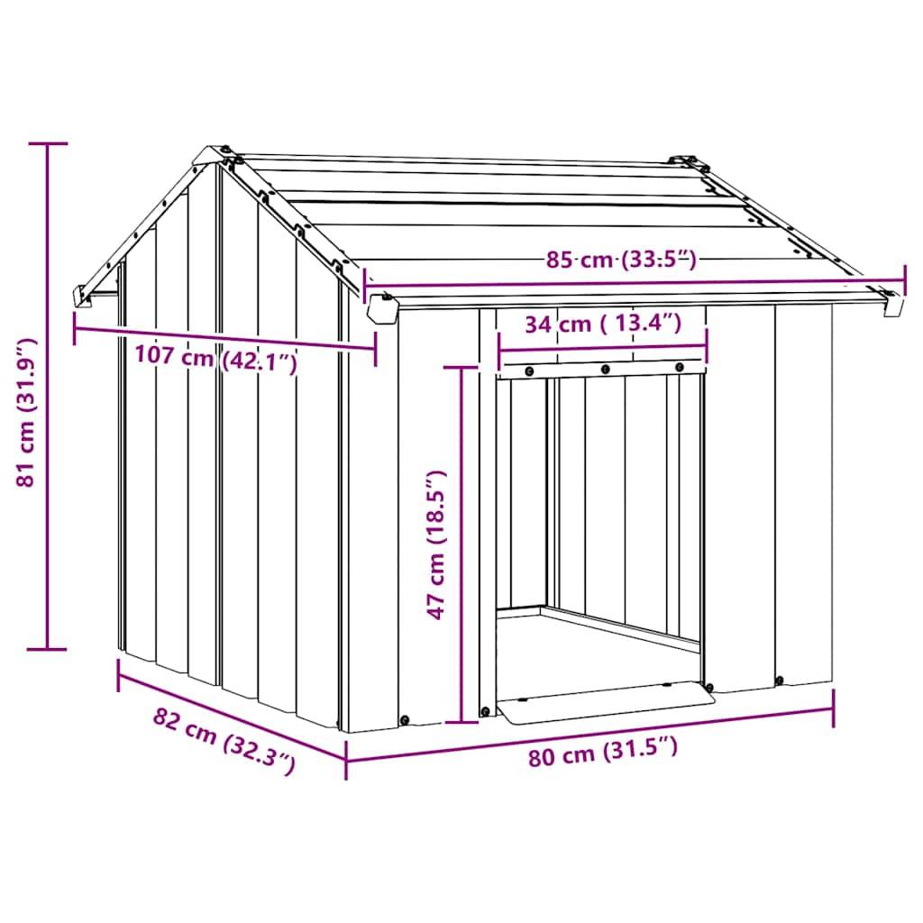 Vidaxl - Niche pour chien avec toit noir 85x107x81 cm acier galvanisé vidaXL 4100914 - Image 3
