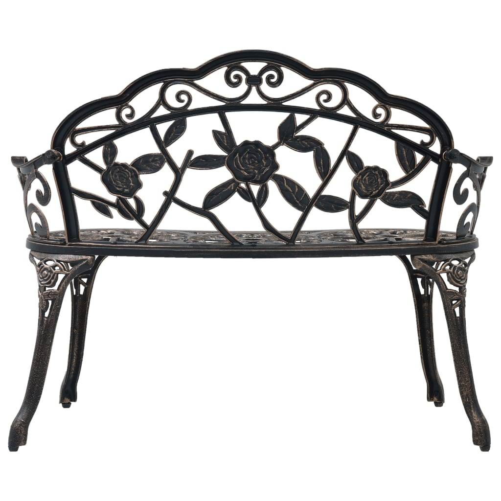 Helloshop26 - Banc de jardin meuble de patio d'extérieur terrasse de bistrot 100 cm bronze aluminium coulé - Imagen 3