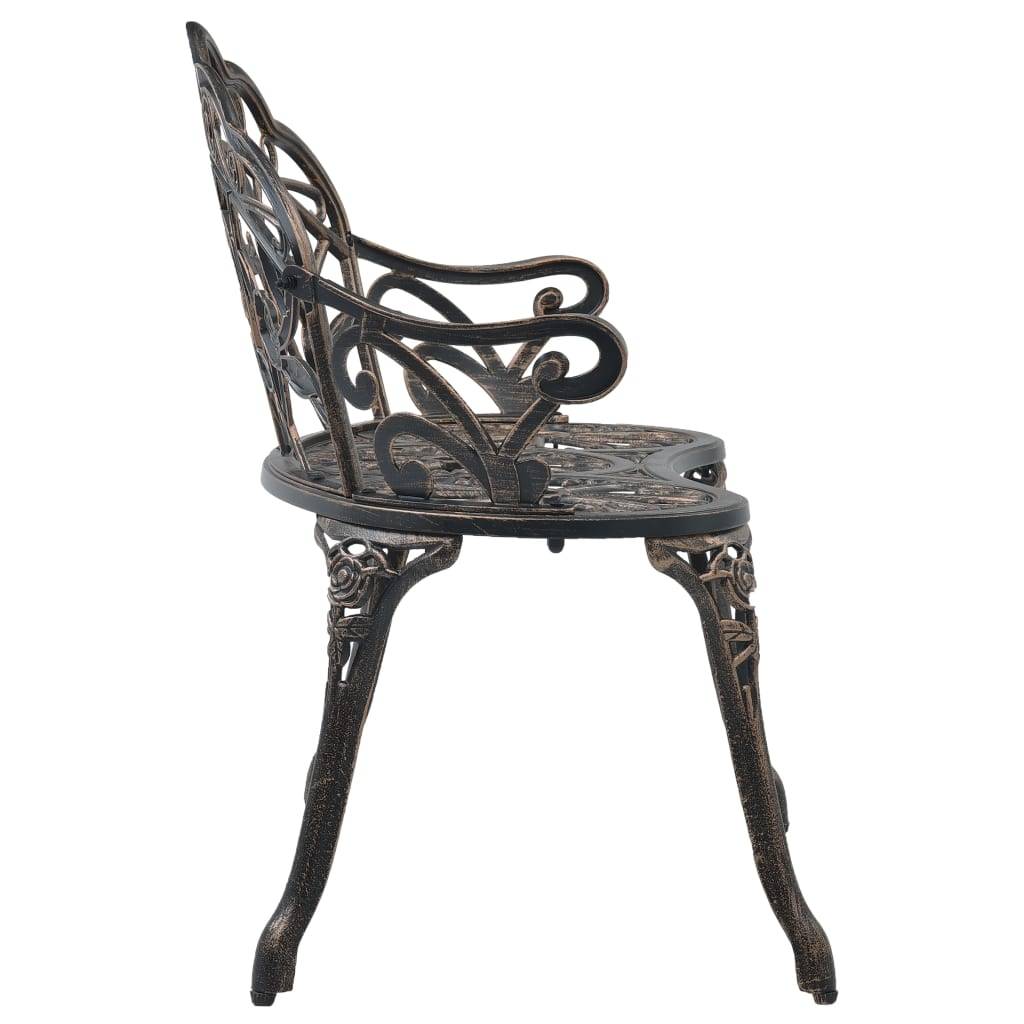 Helloshop26 - Banc de jardin meuble de patio d'extérieur terrasse de bistrot 100 cm bronze aluminium coulé - Imagen 4