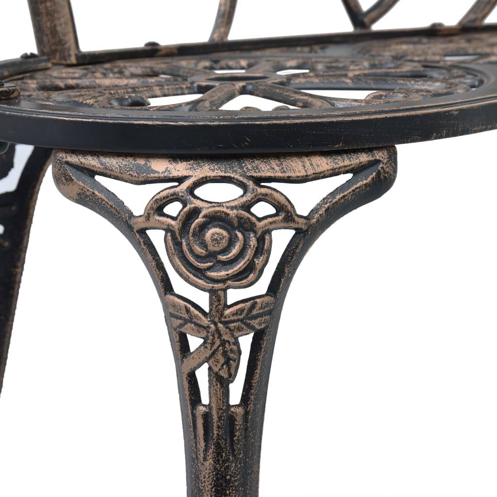 Helloshop26 - Banc de jardin meuble de patio d'extérieur terrasse de bistrot 100 cm bronze aluminium coulé - Imagen 5