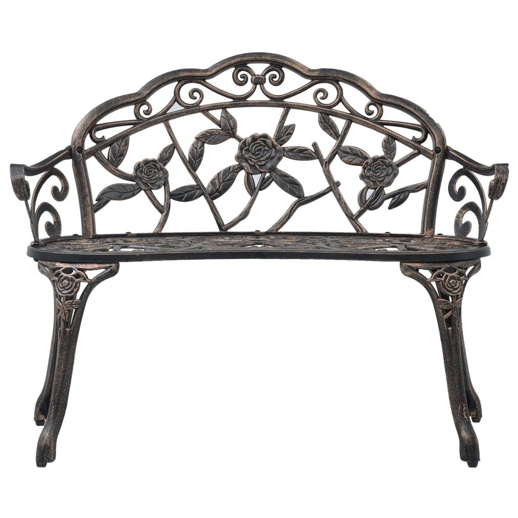 Helloshop26 - Banc de jardin meuble de patio d'extérieur terrasse de bistrot 100 cm bronze aluminium coulé - Imagen 2