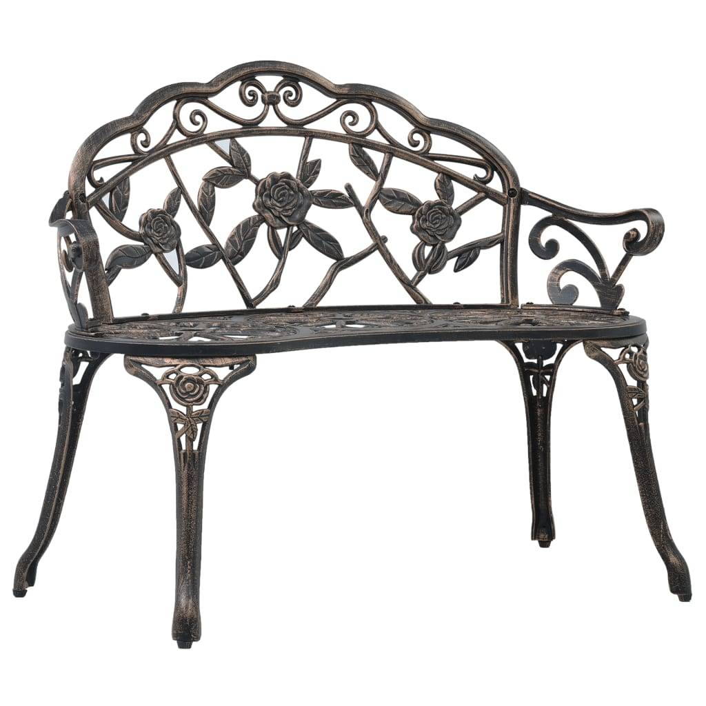 Helloshop26 - Banc de jardin meuble de patio d'extérieur terrasse de bistrot 100 cm bronze aluminium coulé - Imagen 1