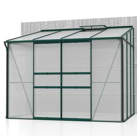 Vitavia - Serre adossée IDA 5200 - 5,20 m² polycarbonate avec porte coulissante et lucarne, Couleur Vert, Polycarbonate 6 mm - Image 4
