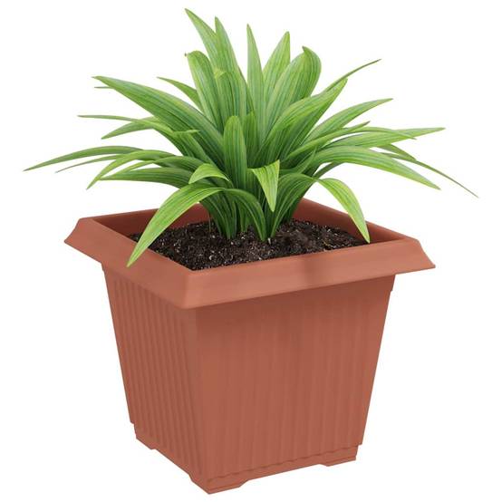 ComfortXL - Grand Lot 24 Bacs à Plantes Carrés Plastique Jardin 20x20x16 cm Rouge brique - ComfortXL Outdoor Living - Image 3
