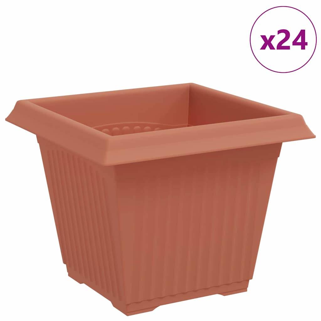 ComfortXL - Grand Lot 24 Bacs à Plantes Carrés Plastique Jardin 20x20x16 cm Rouge brique - ComfortXL Outdoor Living - Image 2