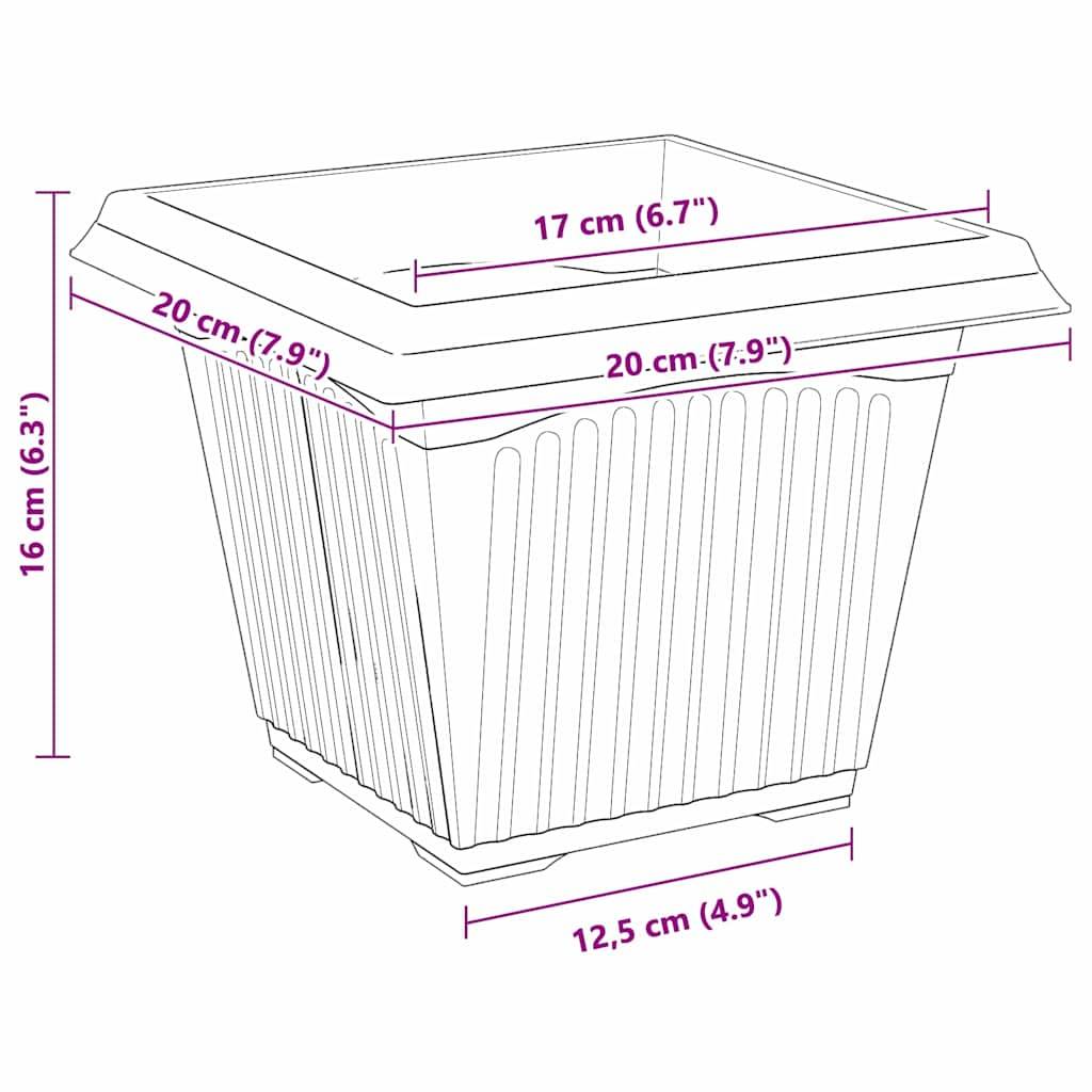 ComfortXL - Grand Lot 24 Bacs à Plantes Carrés Plastique Jardin 20x20x16 cm Rouge brique - ComfortXL Outdoor Living - Image 8