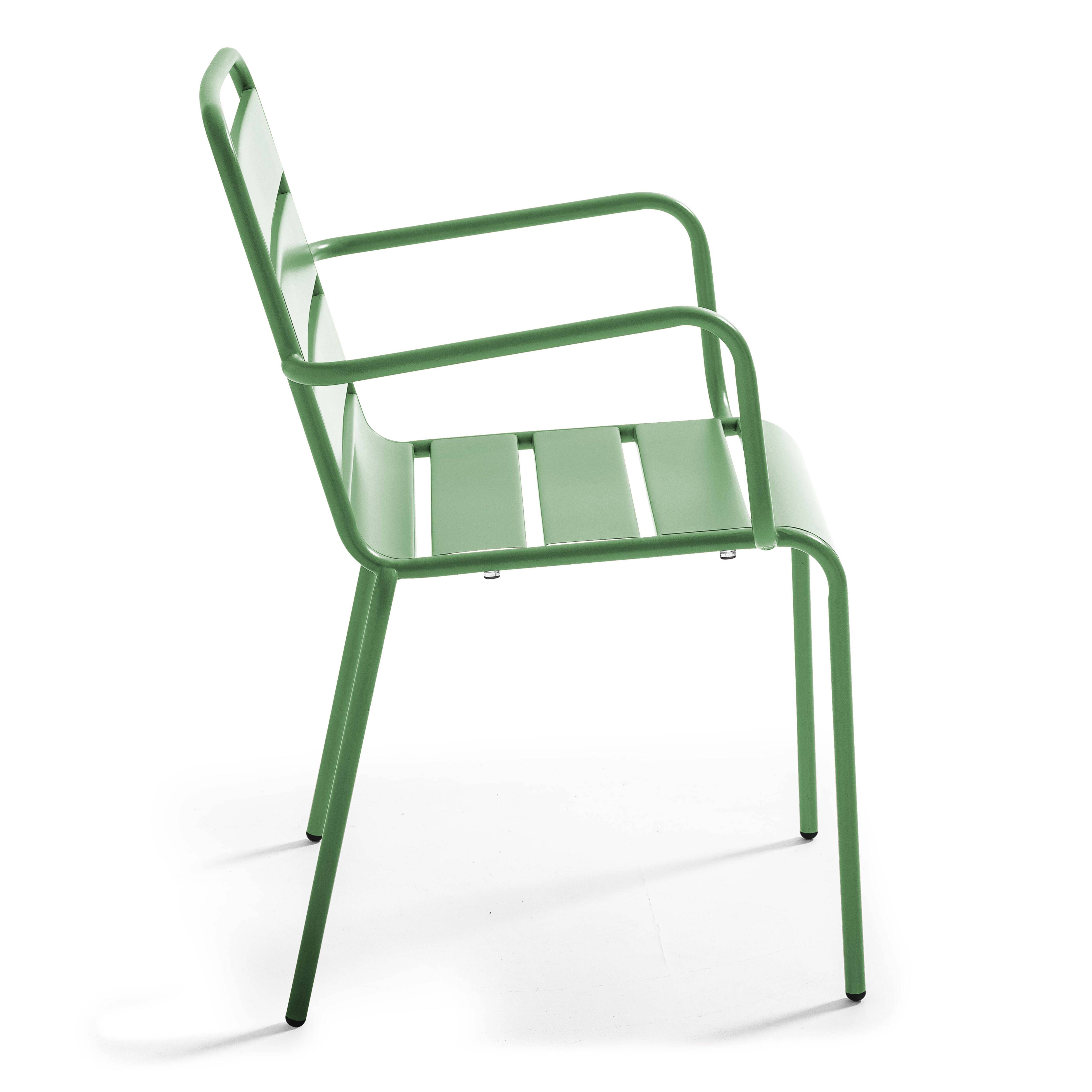 Oviala - Ensemble table de jardin et 4 fauteuils en métal vert cactus Palavas - Oviala - Imagen 6