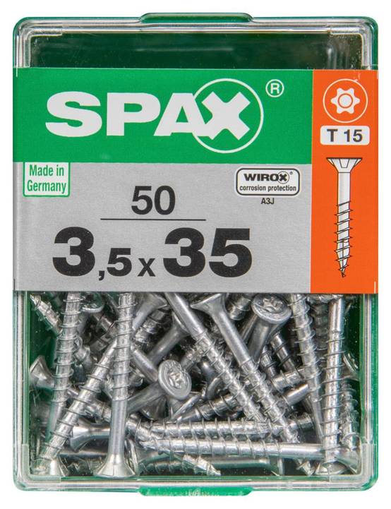 Spax - Lot de 50 vis acier tête autofraisée plate SPAX, Diam.3.5 mm x L.35 mm - Image 3