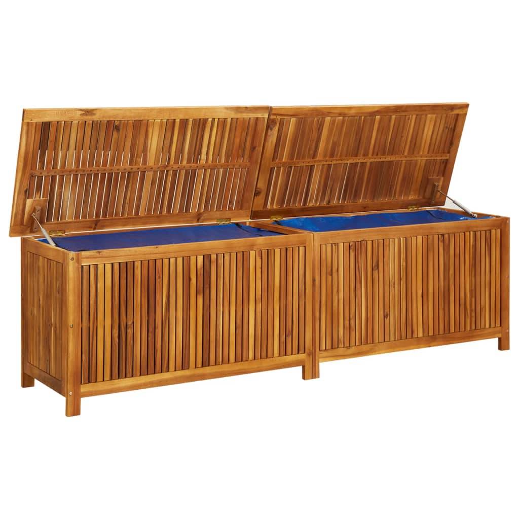 Helloshop26 - Coffre boîte meuble de jardin rangement 200 x 50 x 58 cm bois d'acacia solide - Imagen 5