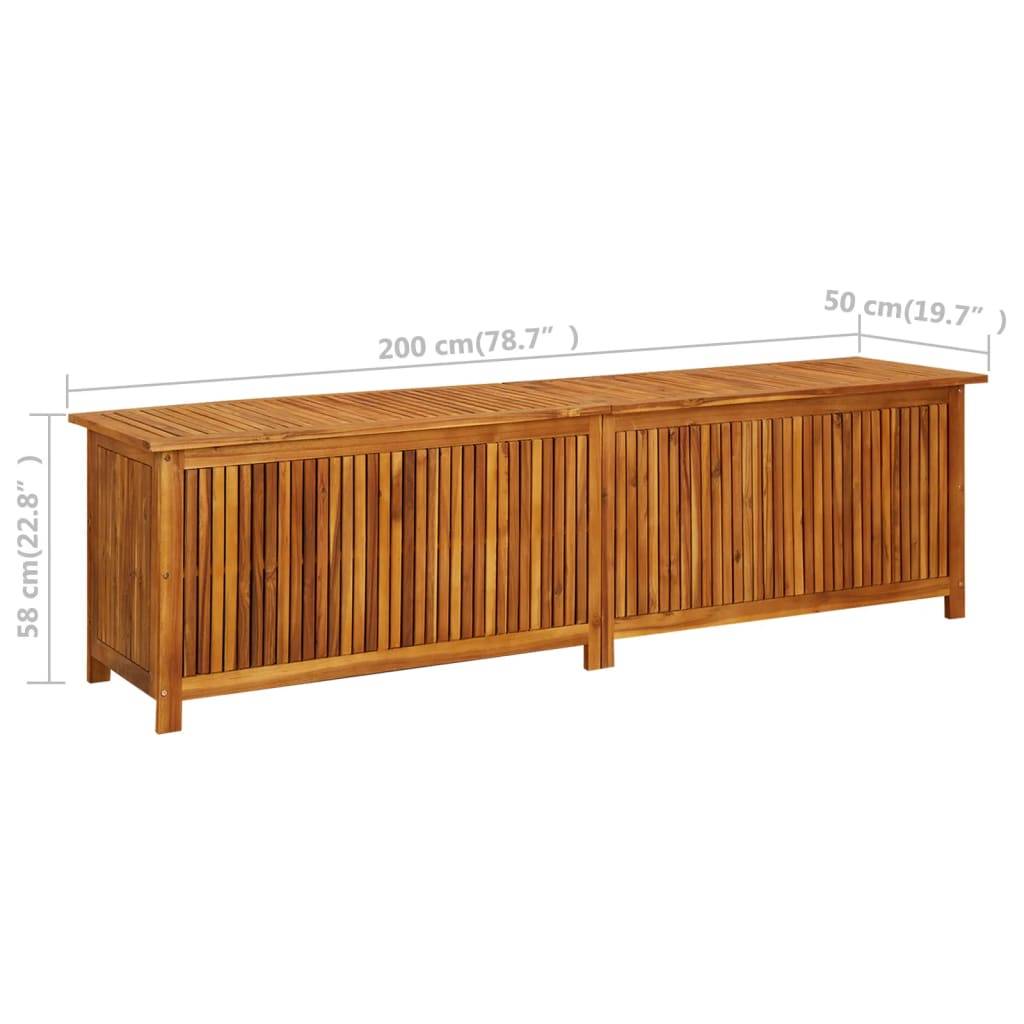 Helloshop26 - Coffre boîte meuble de jardin rangement 200 x 50 x 58 cm bois d'acacia solide - Imagen 8