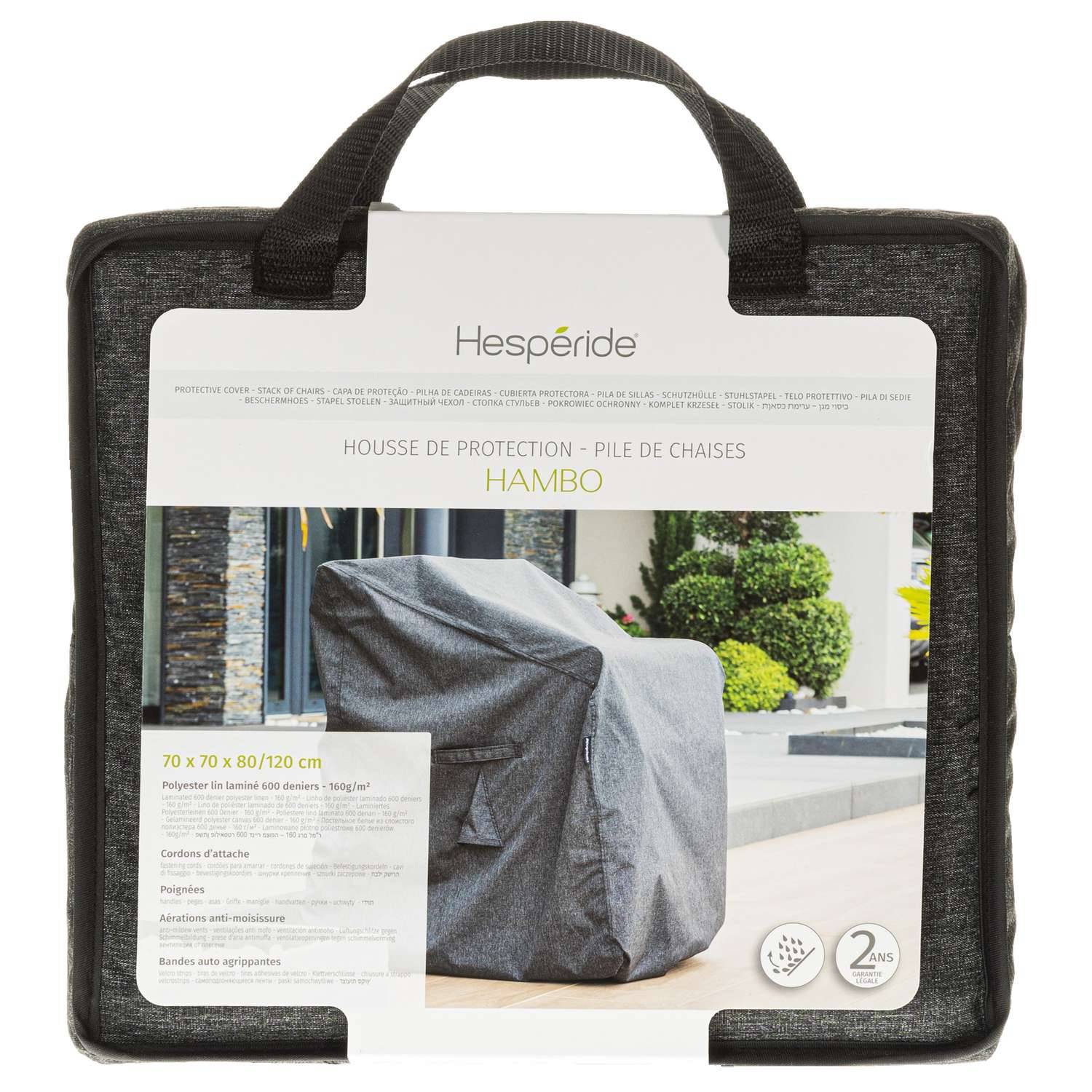 Hesperide - Housse de protection pour pile de chaises HAMBO - 120 x 70 x 70 cm - Gris - Hespéride - Imagen 4