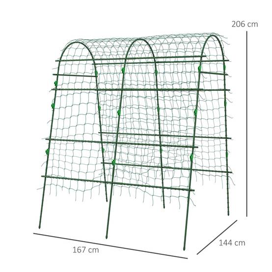 Treillage pour plantes grimpantes, acier, vert, 144 x 167 x 206 cm - PANGIVO - Image 3