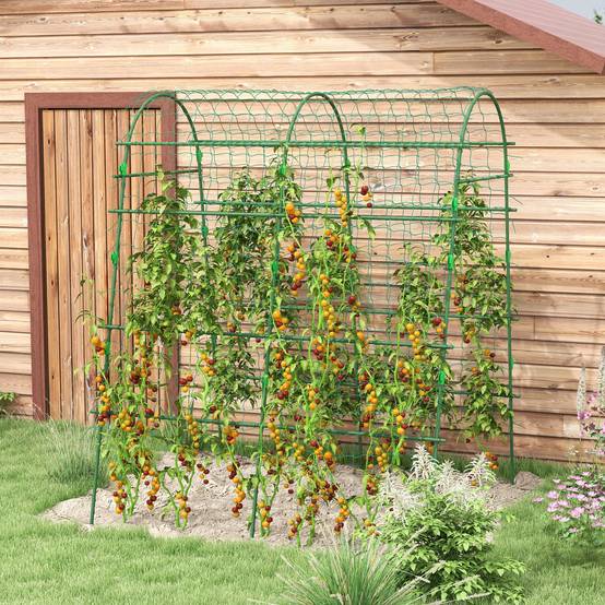 Treillage pour plantes grimpantes, acier, vert, 144 x 167 x 206 cm - PANGIVO - Image 2