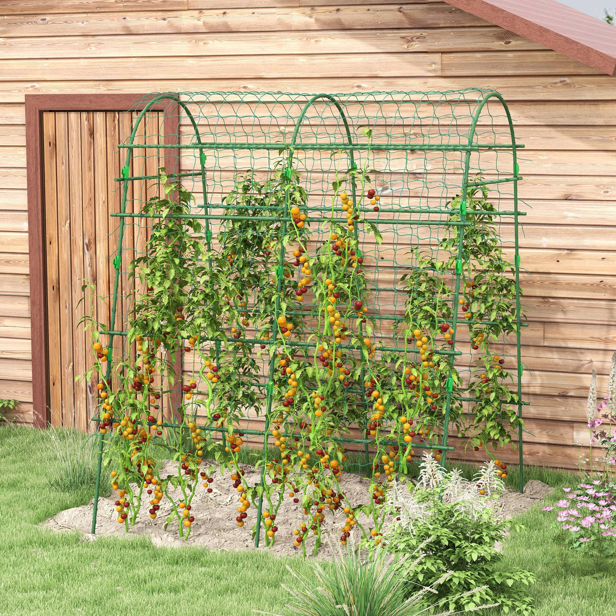 Treillage pour plantes grimpantes, acier, vert, 144 x 167 x 206 cm - PANGIVO - Image 2