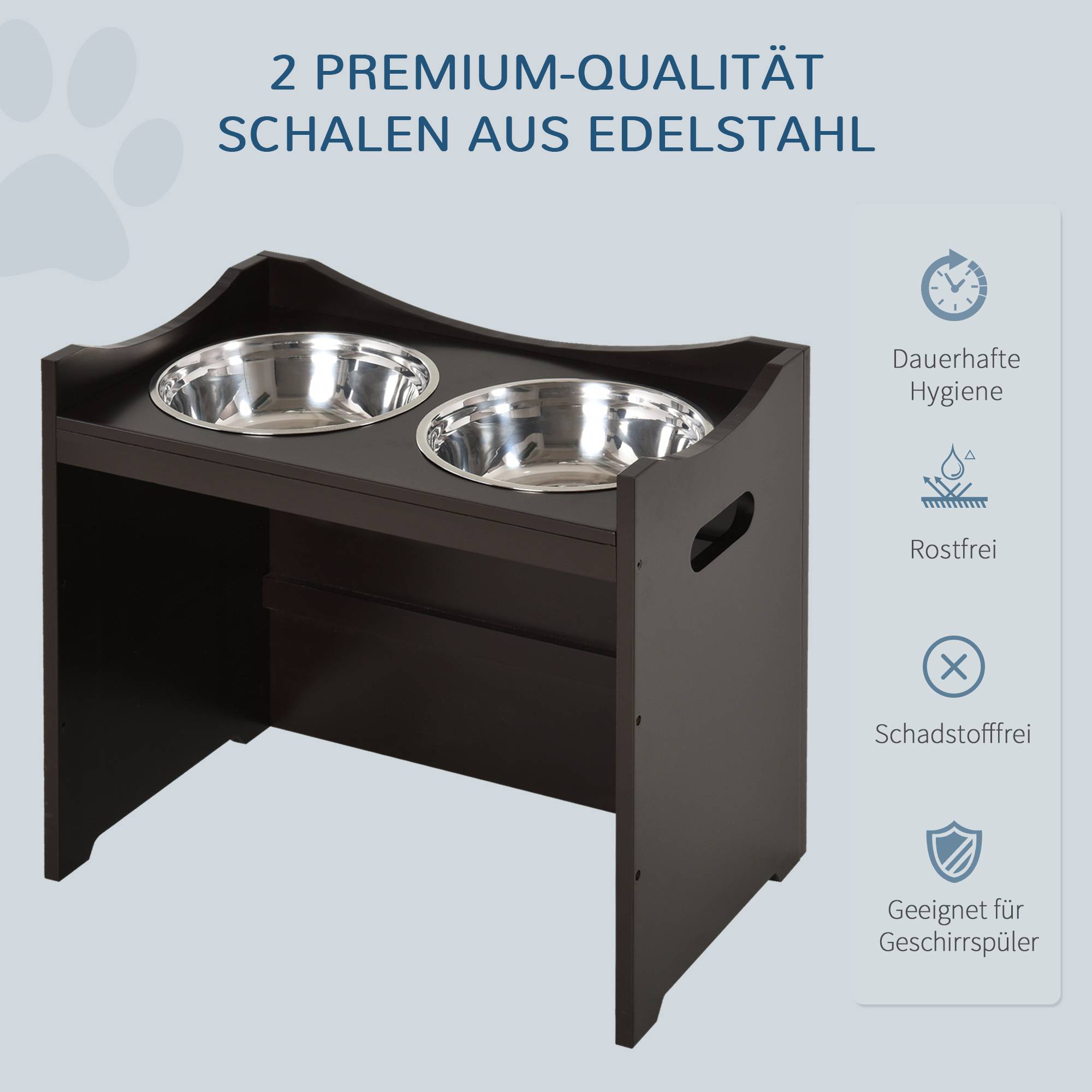 ComfortXL - Porte-Gamelles Chien Réglable Bois MDF 2 Bols Inox Ergonomique 54cm Marron - ComfortXL Pet Living - Image 4