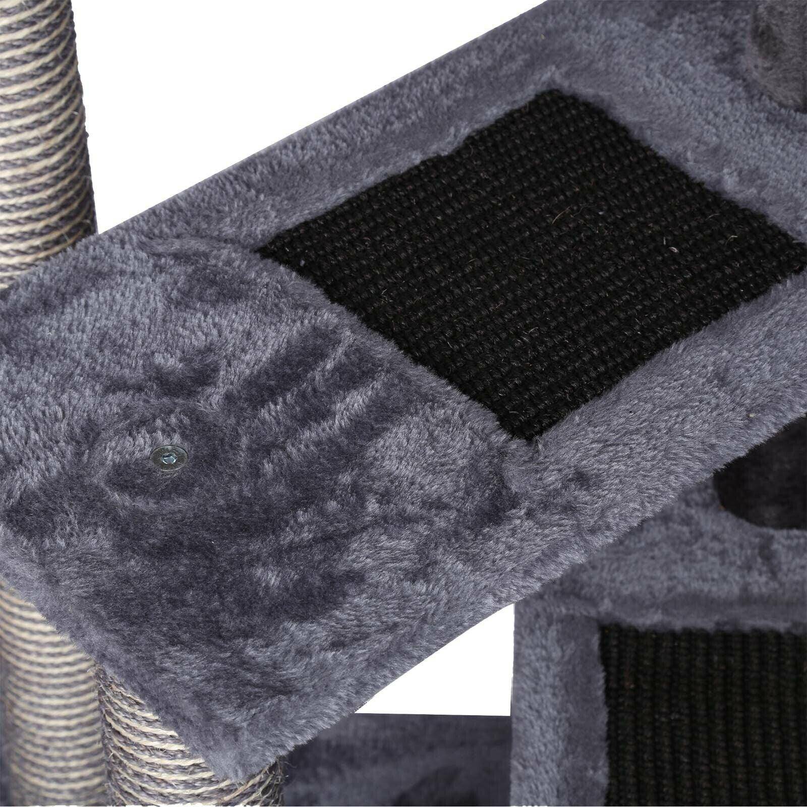 Helloshop26 - Arbre à chat 100 cm corde sisal bicolore griffoir grattoir jeux gris et gris clair - Imagen 2