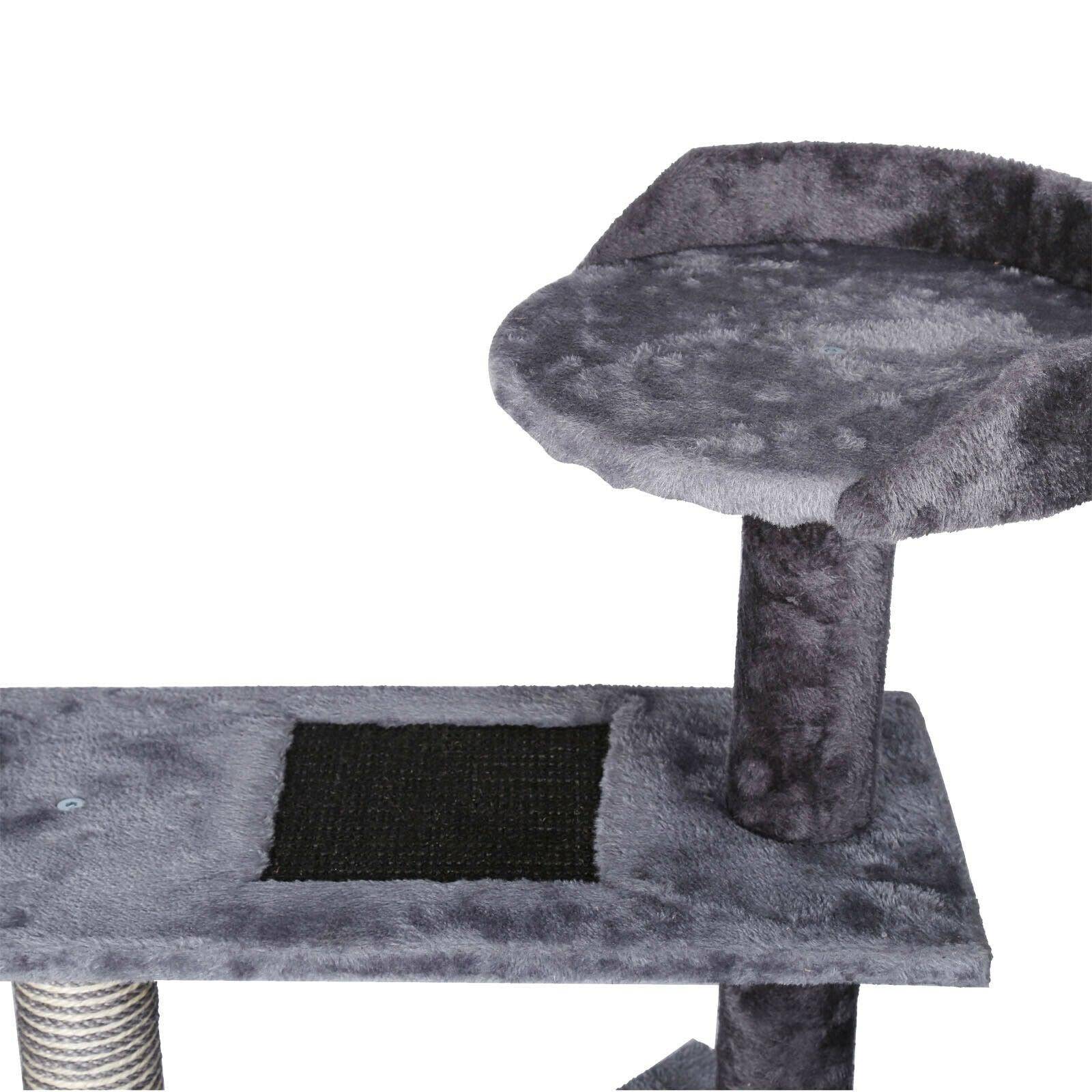 Helloshop26 - Arbre à chat 100 cm corde sisal bicolore griffoir grattoir jeux gris et gris clair - Imagen 3