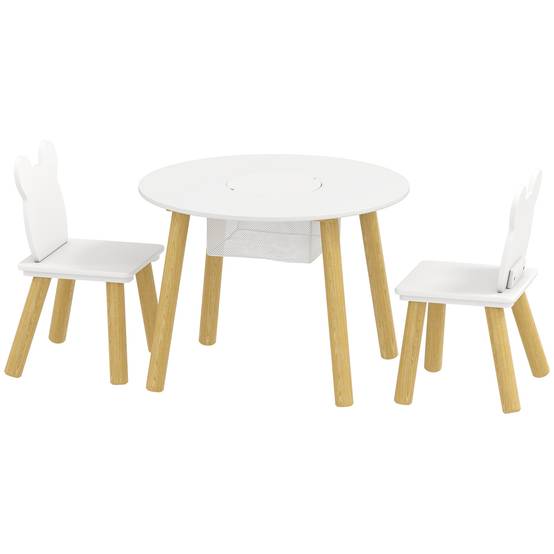 Ensemble 1 table ronde et 2 chaises enfant 3 pièces dossier ours, activités bricolage repas,3-6 ans - Image 2