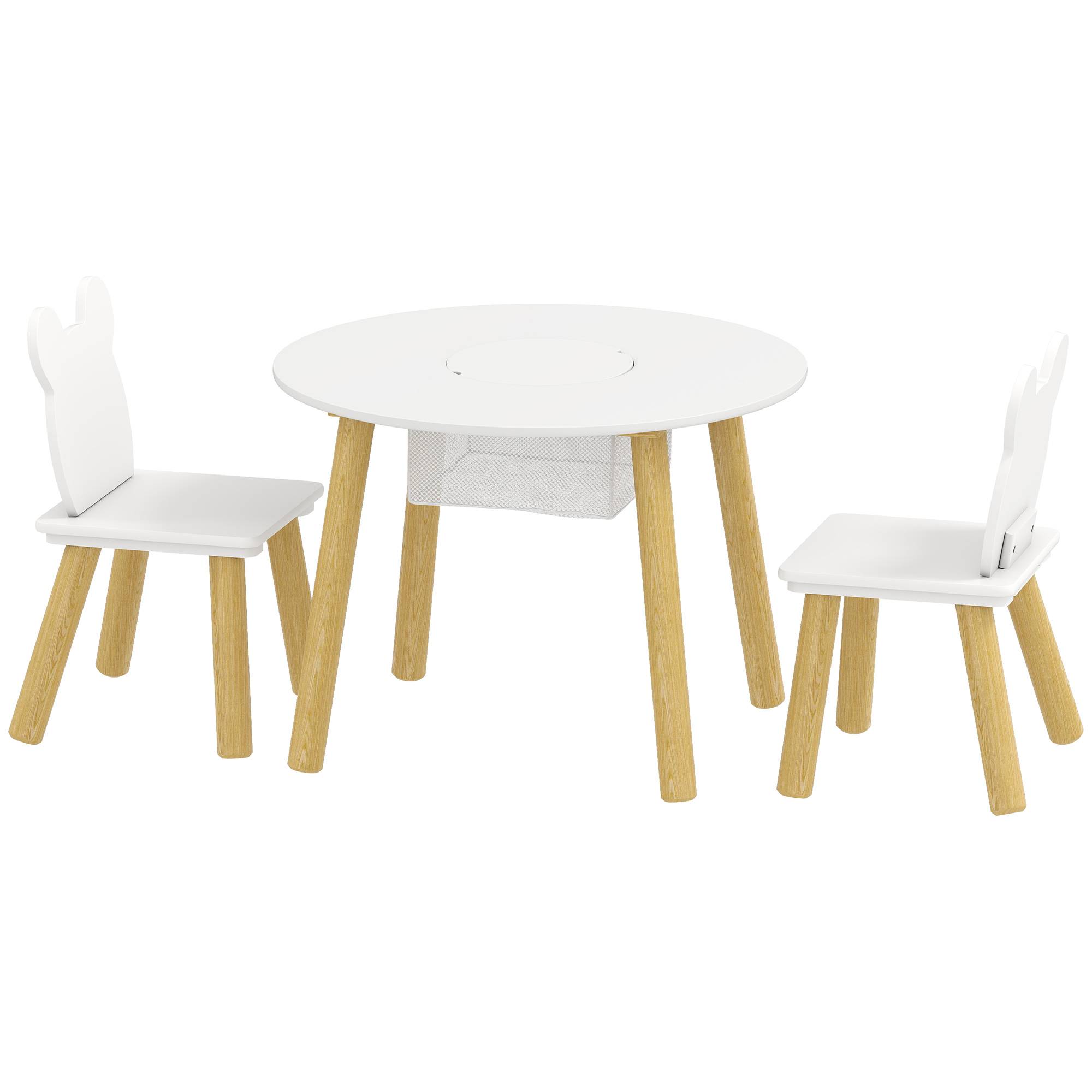 Ensemble 1 table ronde et 2 chaises enfant 3 pièces dossier ours, activités bricolage repas,3-6 ans - Image 2