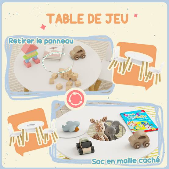 Ensemble 1 table ronde et 2 chaises enfant 3 pièces dossier ours, activités bricolage repas,3-6 ans - Image 7