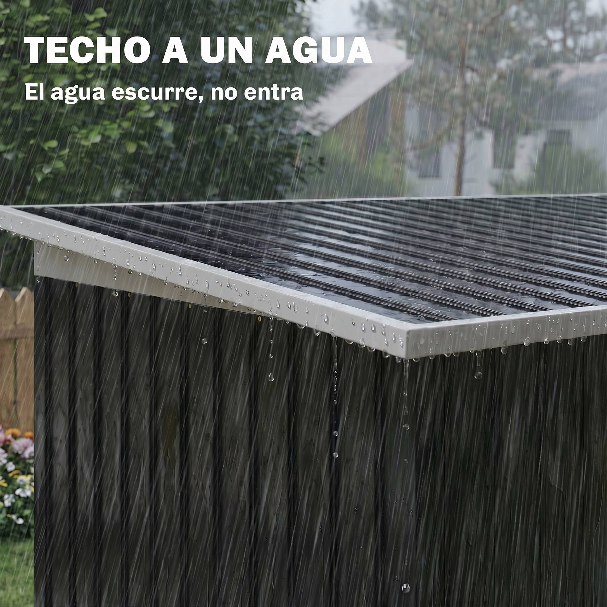 Abri de jardin extérieur 280 x 130 x 172 cm avec portes coulissantes, fond et ventilation, gris foncé - Image 9