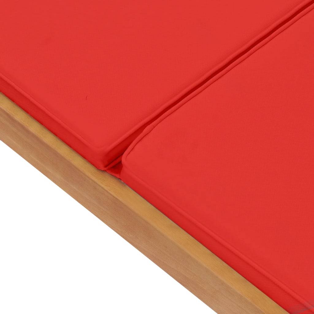 Helloshop26 - Transat chaise longue bain de soleil lit de jardin terrasse meuble d'extérieur avec coussin bois de teck solide rouge - Imagen 7